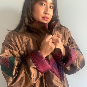 80s Vintage Bronze Long Winter Coat